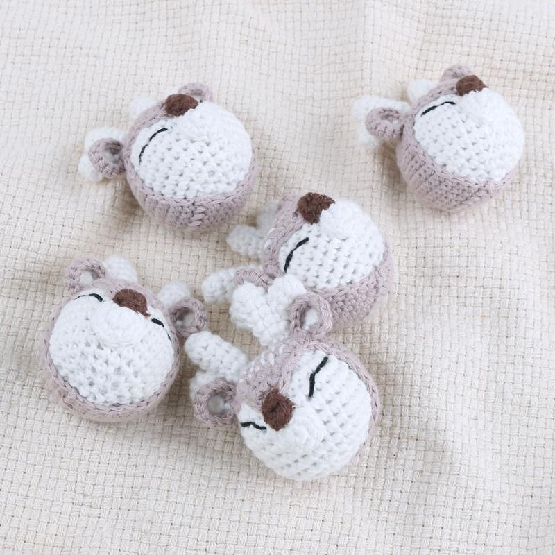 Crochet Bead Animal Rattle Loose Bead for Infant Teether Anti-Drop Pacifier Chain DIY Rattle Accessory Baby Teething Toy