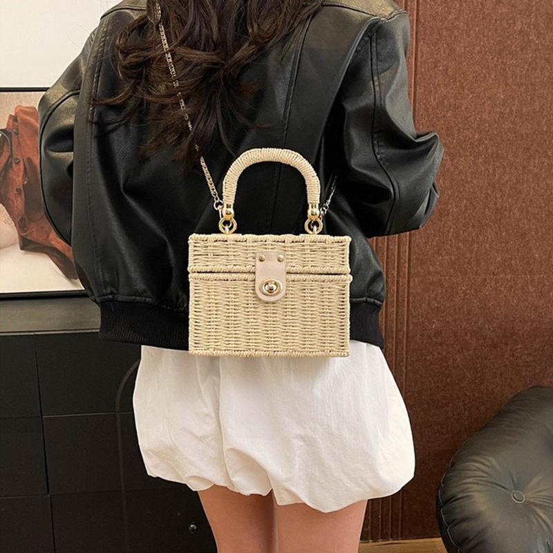 Woven Straw Bags Women's Handbags Bohemian Chic Multi-functional Handbag for A Beach Chain Crosshody Shoulder Bag
