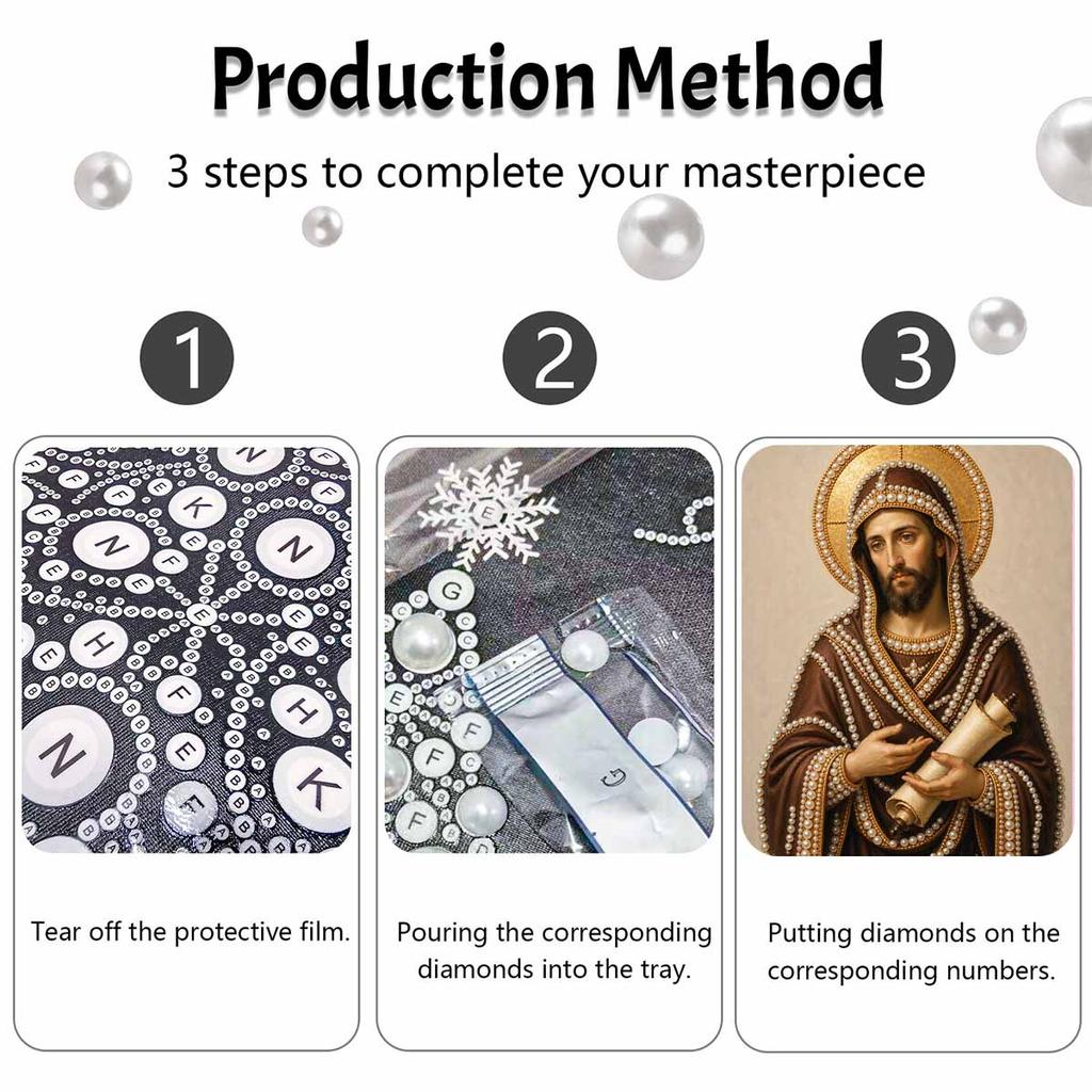 DIY 3D Pearl Diamond Painting Art Set Religious Saint Portrait Home Decor Art Set Wall Art