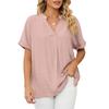 2025Summer Loose Women's T-Shirt High Quality V Neck Solid Color Short Sleeve Women's Business Wear Short Sleeve T-Shirt CCXX126