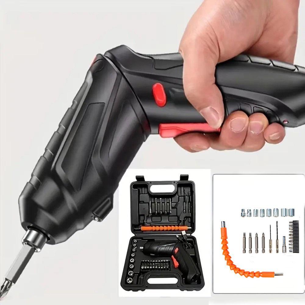 Rotating Handle Electric Screw Driver Set Powerful Impact Hand Drill Home Repairs