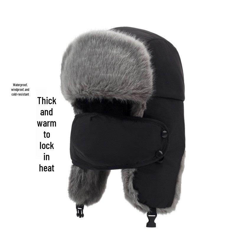 Men's Windproof Lei Feng Winter Hat with Ear Protection - Thick, Warm, and Plush for Cycling Outdoors