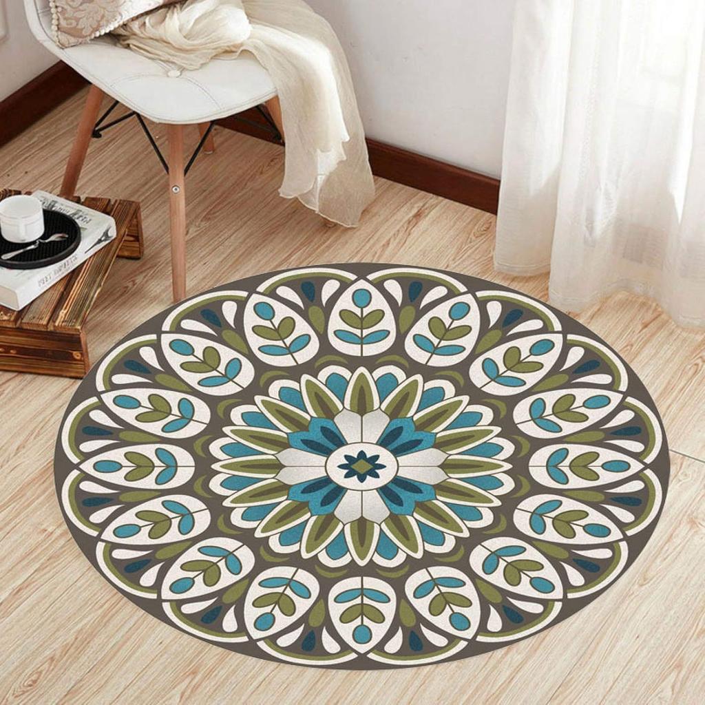 Ethnic Style Round Floor Mat Mandala Living Room Coffee Table Blanket Home Bedroom Bedside Blanket Hotel Guesthouse Carpet