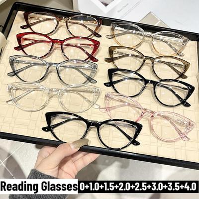 Lunettes de Lecture Mode Luxe Œil de Chat pour Hommes Femmes Rétro Nouvelles Haute Définition Anti-Lumière Bleue Lecture Presbytie