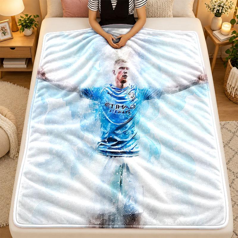 Flannel BlanketKevin De Bruyne Warm Soft Throw Blanket for Indoor Sofa Bed Living Room Use