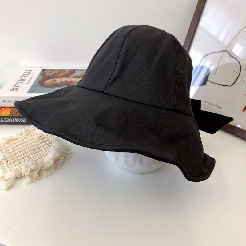 Bucket hat women's summer thin sun hat sun protection big edge cycling ponytail bow versatile trendy hat