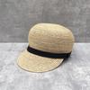 Raffia Straw Peak Cap For Women, Summer Sun Hat Slim Face Design, Hand Woven Travel Hat & Equestrian Style