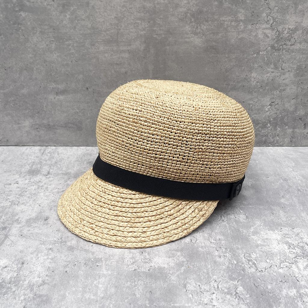 Raffia Straw Peak Cap For Women, Summer Sun Hat Slim Face Design, Hand Woven Travel Hat & Equestrian Style