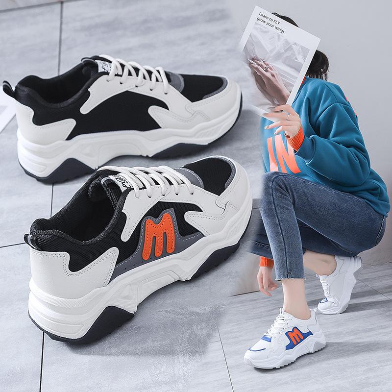 fashion Sneakers Women Platform Shoes Breathable Mesh Casual Shoes Fashion Lace-up Sports Shoes Classic White Snekaer Tenis De Mujer
