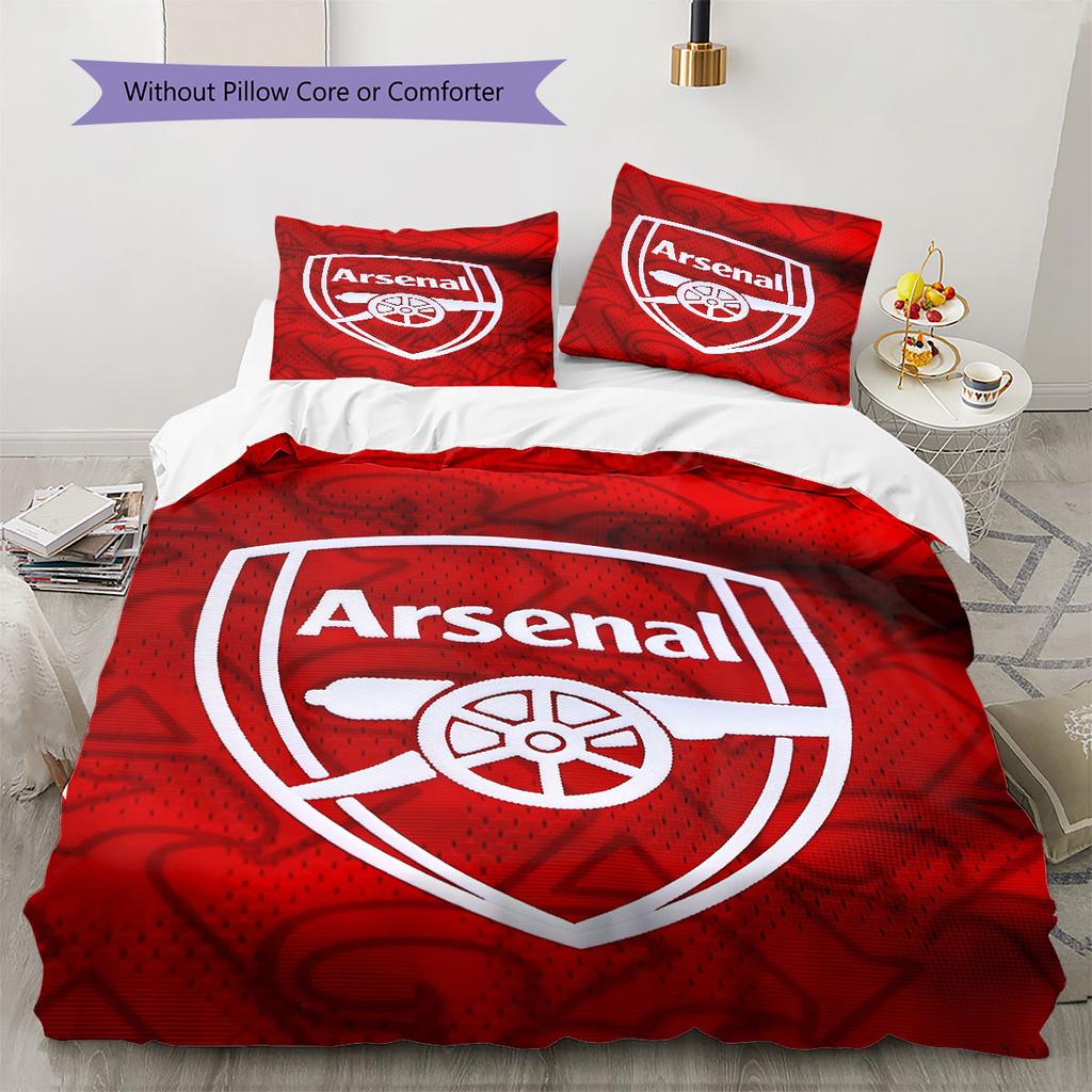 Arsenal Muster Bettwäsche Heimdekoration Geburtstagsgeschenk ( 1 Bettbezug + 2 Kissenbezüge, ohne Füllung),Fanartikel.