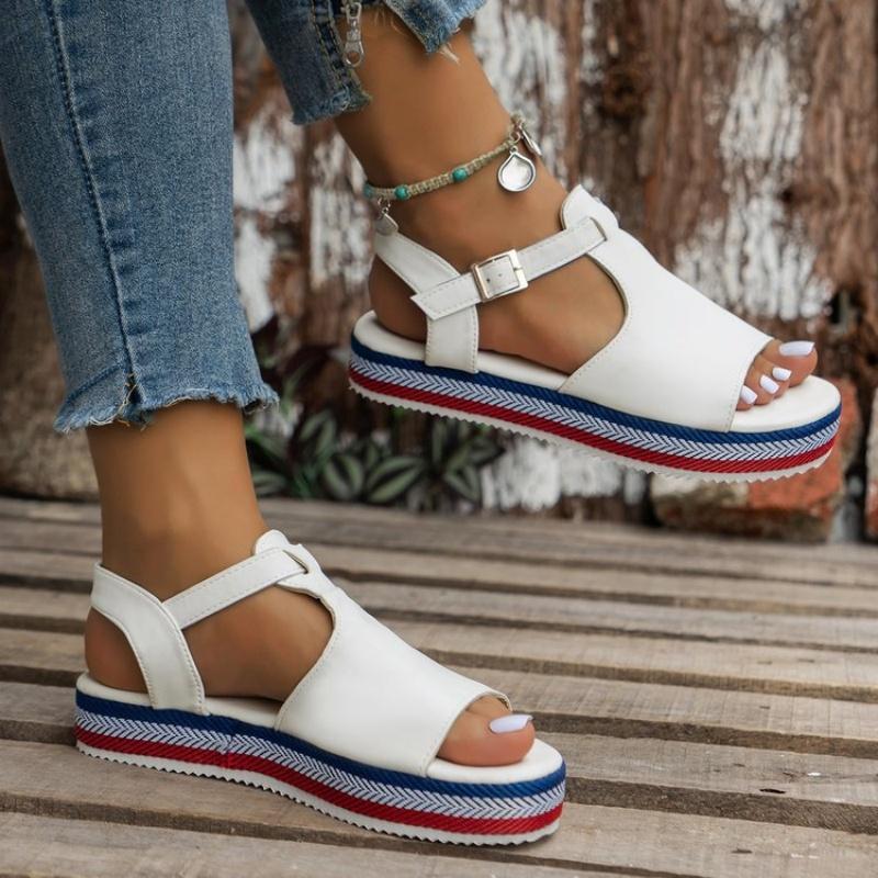 Fashion Large size beach sandals women 2025 summer new European and American hemp rope thick soled women sandals spot wholesale