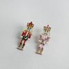 1Pcs Alloy Christmas Lapel Pin Nutcracker Soldier Enamel Rhinestone Brooch Holiday Jewelry For Daily Outfit Decoration