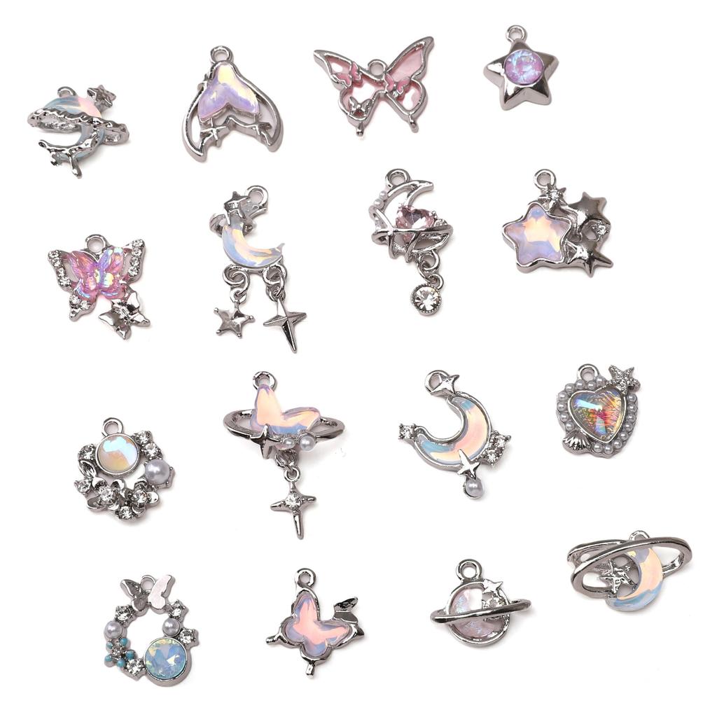 Slitinové přívěsky ve tvaru motýla, měsíce a srdce pro DIY náramek, náhrdelník, doplňky