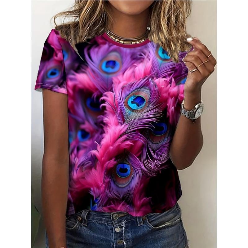 Peacock Feather Women s T-shirt - casual daily wear 2XS