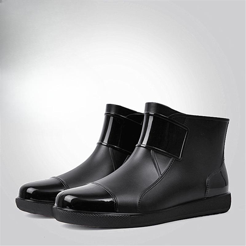 Winter Large-sized Low Top Outdoor Plush Rain Shoes Waterproof and Anti Slip Short Rain Boots Wear Resistant Men's Water Shoes