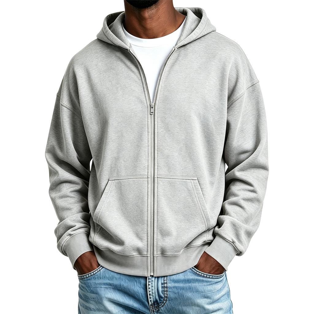 Felpa con cappuccio e zip colorata da uomo, giacca invernale casual