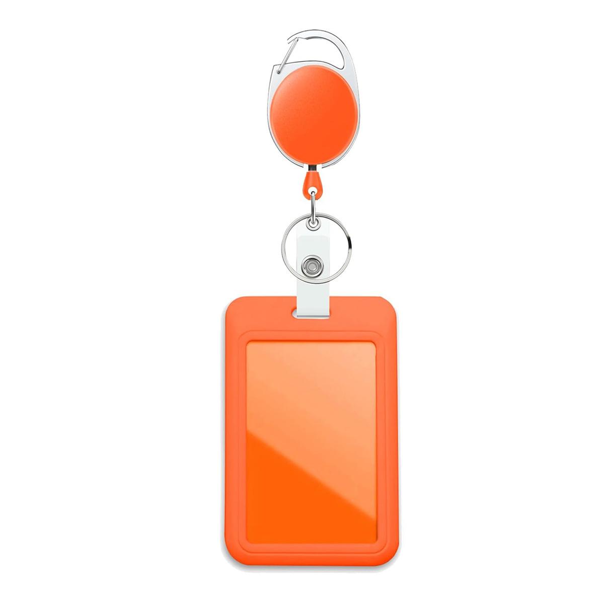 

Id Badge Holder With Badge Reel Retractable Card Holder Keychain Name Badge Identification Card Sleeve Clip Easy To Pull помаранчевий