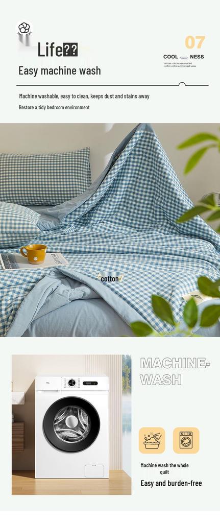 Class A Xinjiang Cotton Summer Quilt - Water-Washed, MUJI Style, Air Conditioning Thin Quilt, Machine Washable, Dormitory-Ready.