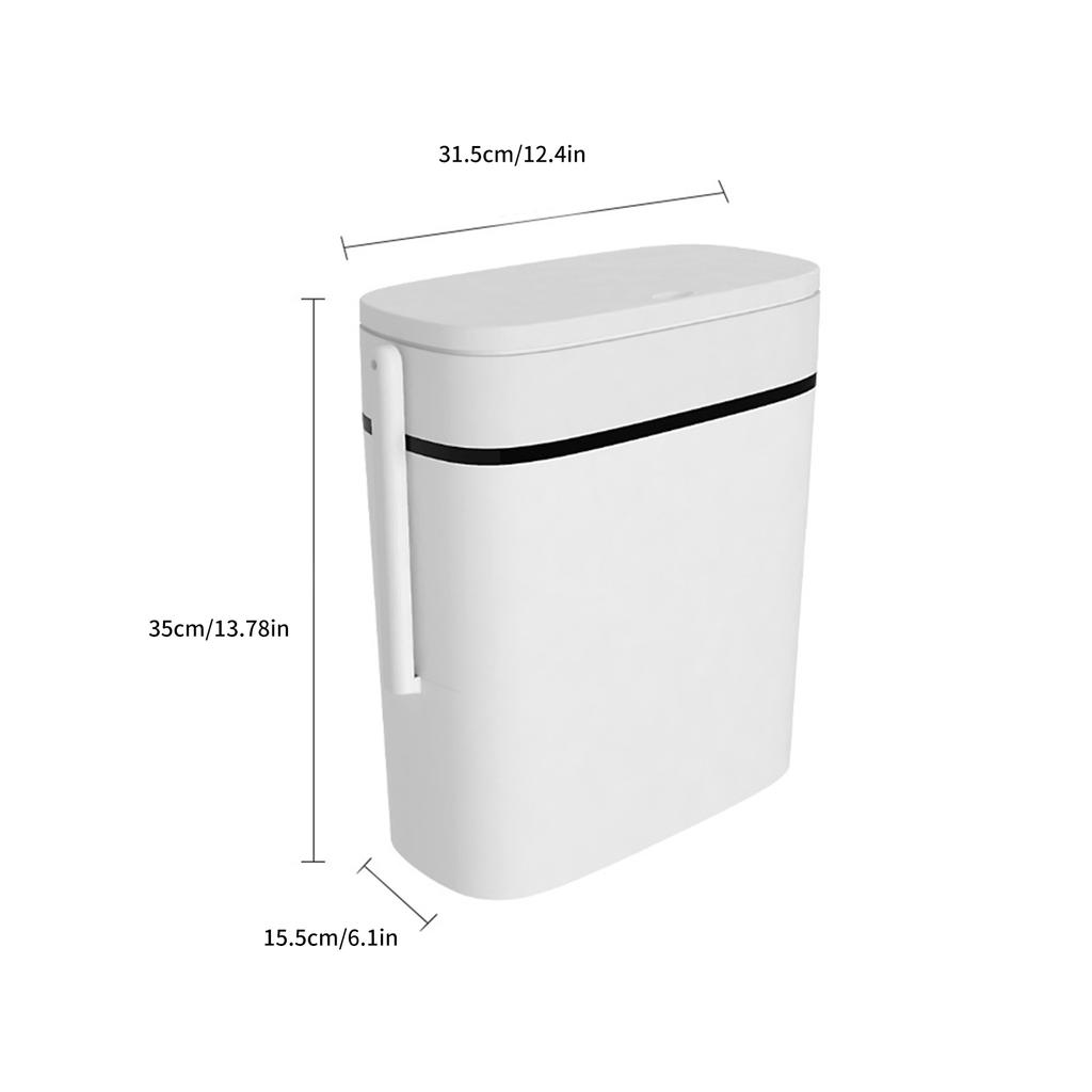 14L Kosz na śmieci do łazienki Pojemnik na odpady Kosz z pokrywą typu press-top i uchwytem na szczotkę toaletową Oszczędzający miejsce design do małych przestrzeni