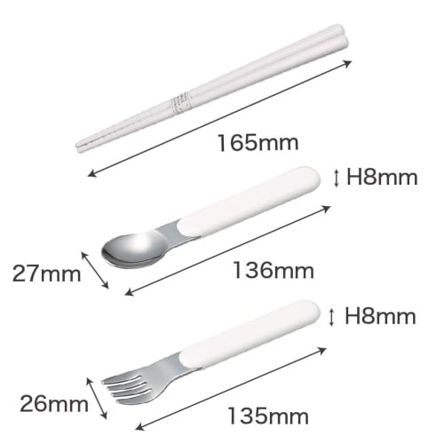 OSK Snoopy Cutlery Set with Pull-Out Lid, Trio Chopsticks, Spoon, and Fork, Made In Japan, Dishwasher Safe, Easy To Use, Stylish, Cute, Unisex, for Ch