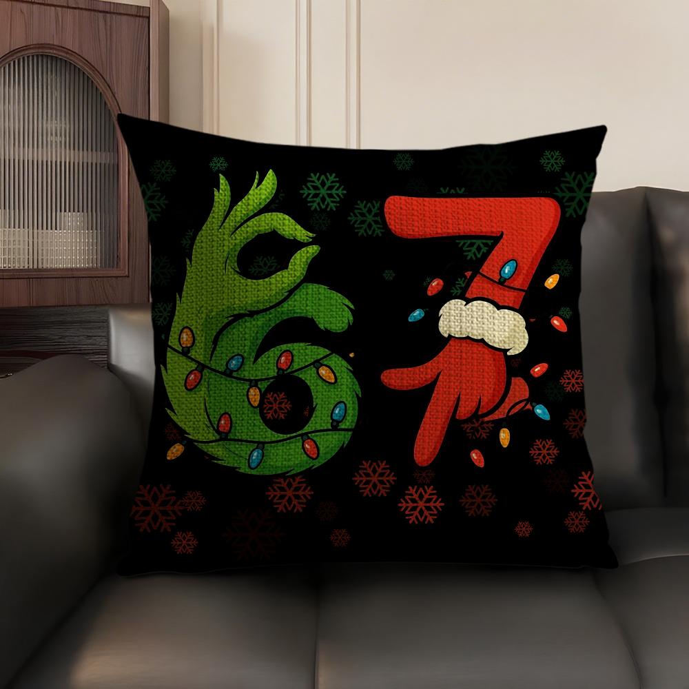 67 Six Seven Cushion Cover Natural Linen Organic Fabric DoubleSided Printing Sofa Home Decor Breathable Environmentally