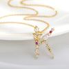 New Fashion Letter Inlaid Colorful Zircon Butterfly Pearl Inlaid Niche Clavicle Chain Necklace