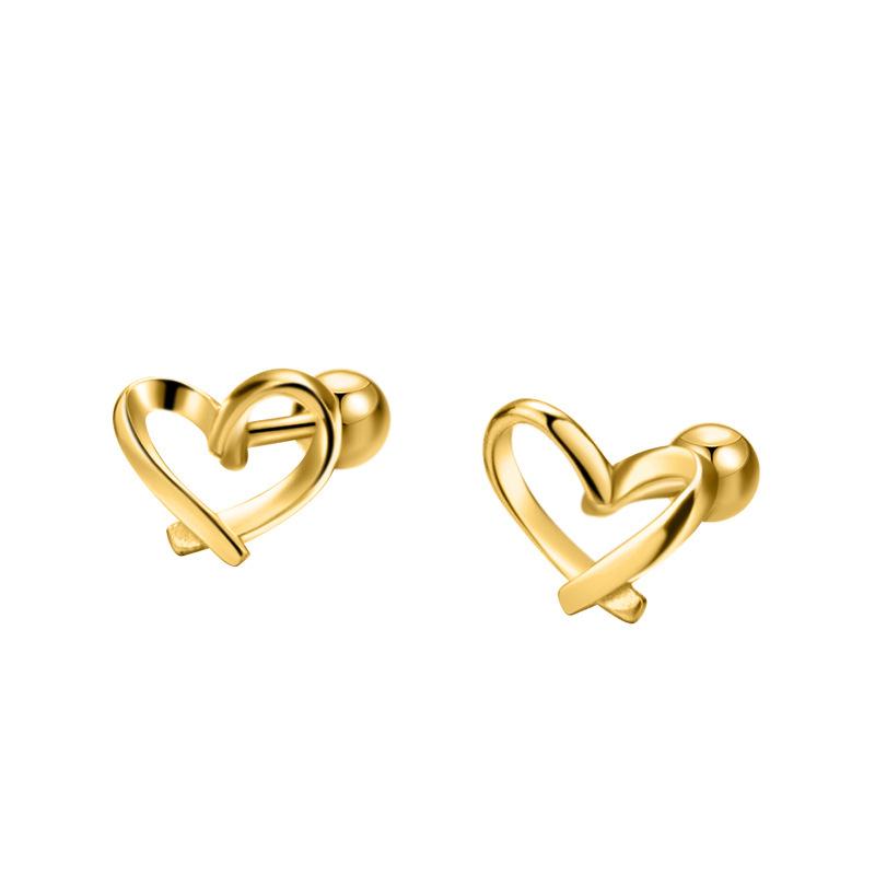 Love Earrings, Screws, Earrings, No Need To Pick Up Ear Holes When Sleeping, Light and Luxurious Hollow Heart-shaped Earrings