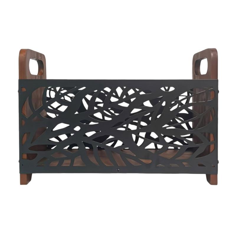 Multifunkční stojací úložný regál na knihy, časopisy, noviny Dřevěný organizér Elegantní domácí dekorace