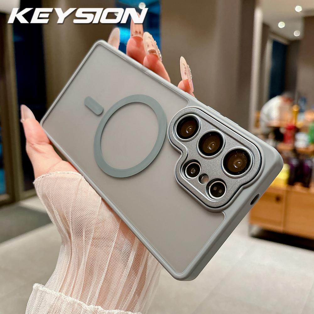 KEYSION Luxury Matte Translucent Magnetic Case for Samsung Galaxy S25 S26 Ultra 5G S26+ S25 FE Shockproof Armor Phone Cover