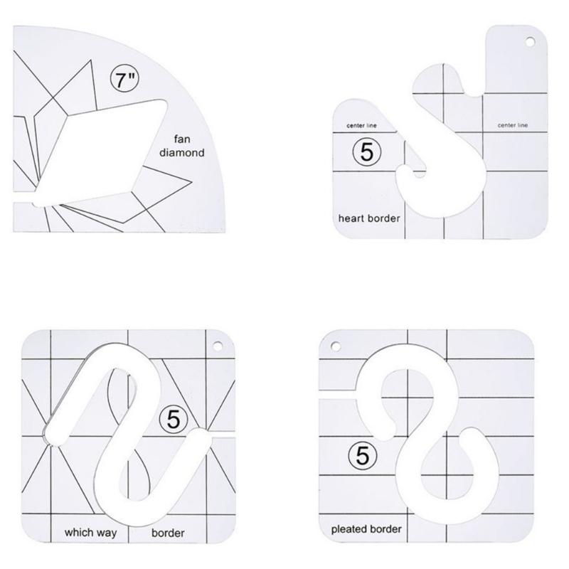 

4Pcs Quilting Templates Clear Acrylic Quilting Ruler Freemotion Quilting Ruler Stencils Sewing Ruler Patchwork Tool