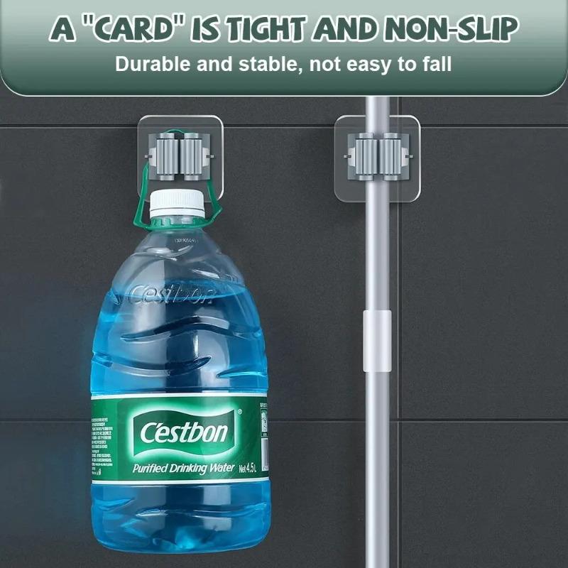 4PCS Mop Hook Without Punching Broom Clamp Holder with Strong Magic and No Trace Wall Hanging Shelf with Adhesive Hook KTY