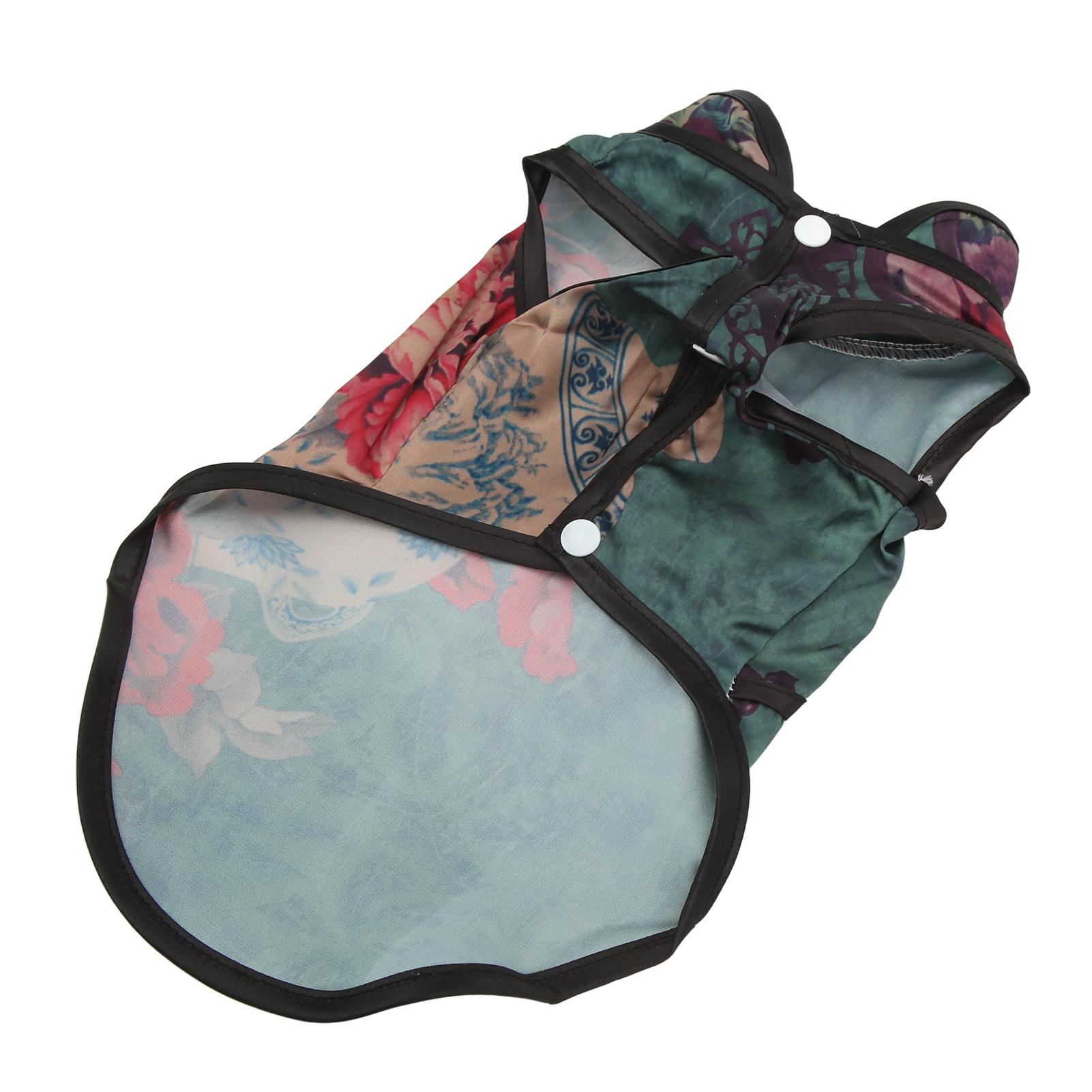 Pet Cheongsam Skirt Soft Exquisite Retro Peony Pet Chinese Style Skirt for Little Pets Rabbit Chinchilla S