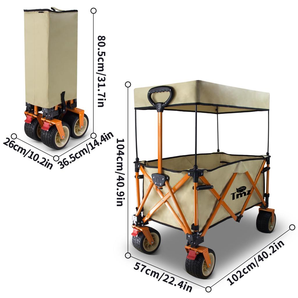 Carry Skládací Carry Velkokapacitní velká nosnost Dodává se s odnímatelnou střechou vozu, vozík, One-Touch Convergence, Outdoor, Pneumatiky, 127L, 120kg,
