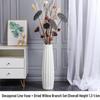 Nordic Minimalist Ceramic White Floor Vase for Dried Flowers and Lucky Bamboo, Living Room Decor