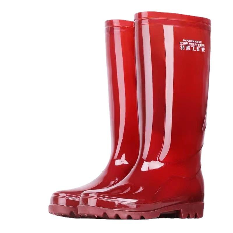 Tall Tube Brown Rain Shoes Men's Quick-drying No Inner Water Shoes Long Tube Waterproof Boots Non-slip Rain Boots No Mesh Cloth Rubber Shoes Fashion