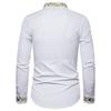 Camisa Casual de Manga Larga con Cuello Alto Bordado de Moda para Hombre Talla Europea