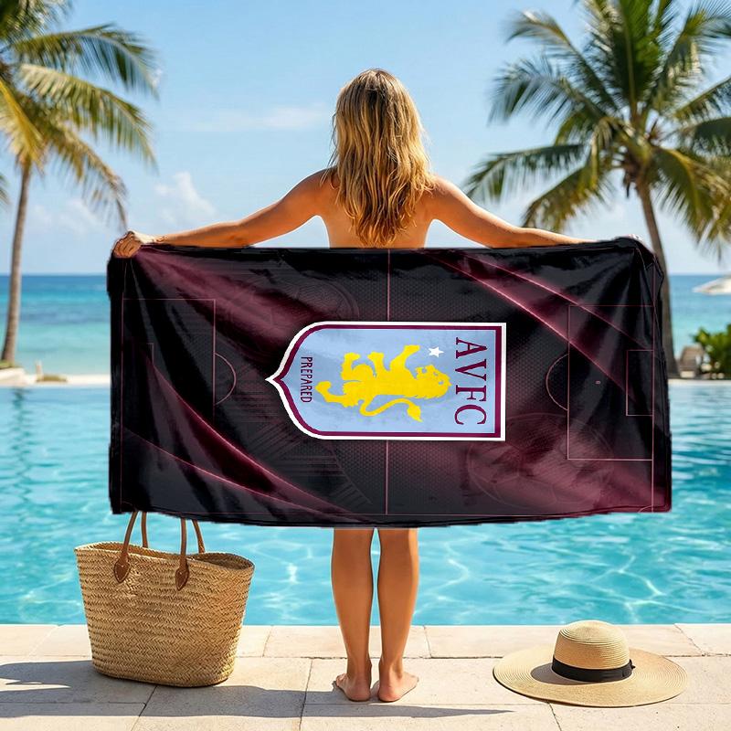 Asciugamano da Spiaggia Aston Villa Football Stampa Asciugatura Rapida Microfibra Assorbente Portatile da Viaggio Asciugamano da Nuoto