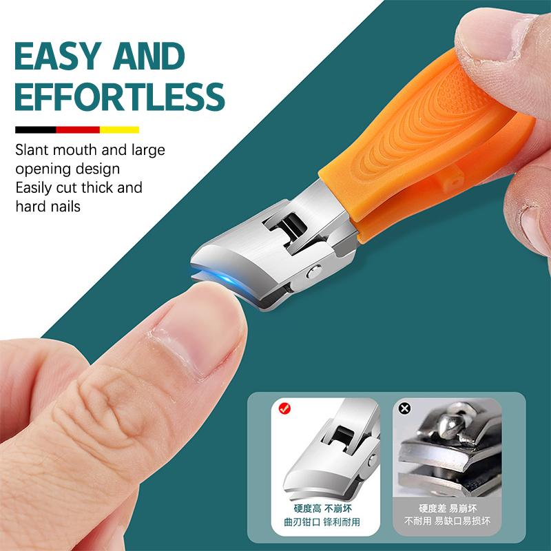 Large Jaw Openning Nail Clipper Thick Hard Slanted Nail Cutter Stainless Steel Manicure Tools Toe Cutter Trimmer Anti-Splash