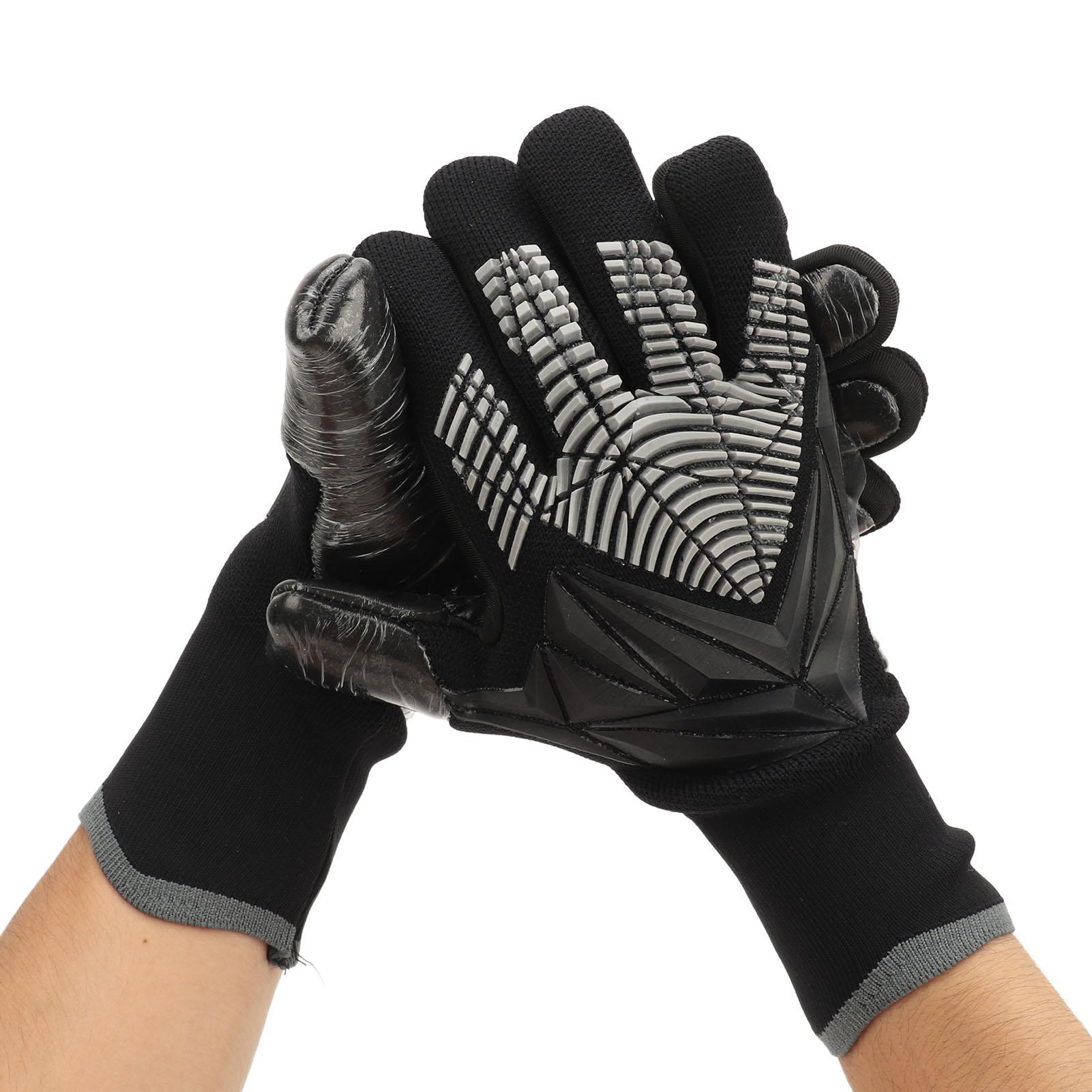 

2pcs Soccer Goalie Glove Black Anti Slip Latex Breathable Extra Finger Protection Goalkeeper Gloves for Football