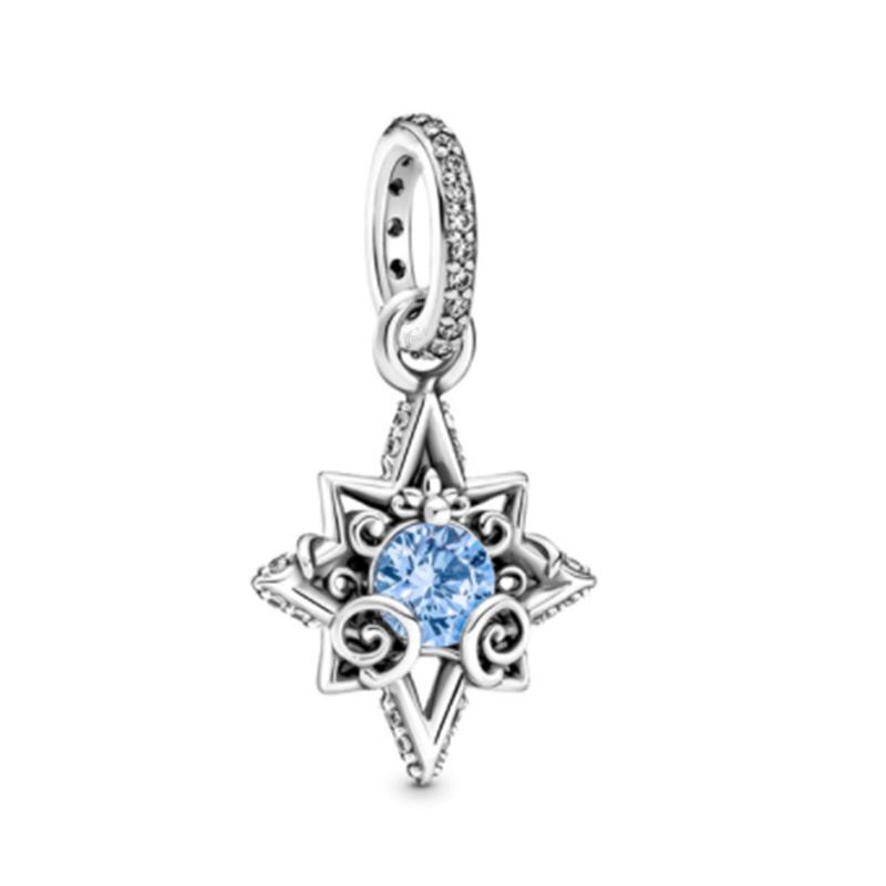 Sparking Heart Flower Clip Charm Beads Pendant Fit Original Snake Silver Bracelet Necklace Beads For Diy Jewelry Women Gift