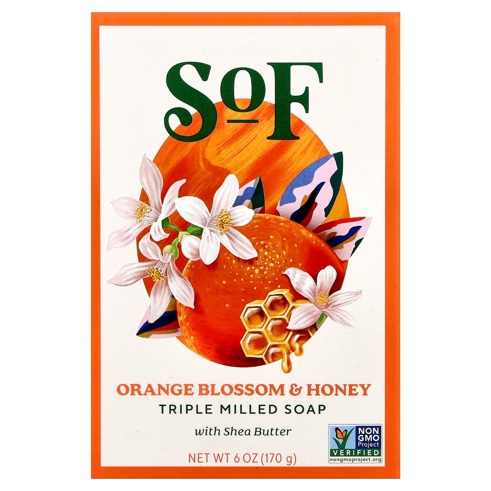 South of France Orange Blossom Honey French Milled Soap Bar, with Shea Butter, 170g (6oz)