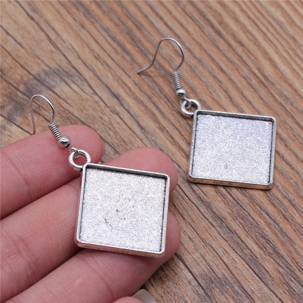 Drop & Dangle Earring Round Ear Hook Glass Cabochon Base Setting Tray Minimalist Jewelry ComponentsEarring Size 18x19mm QE025