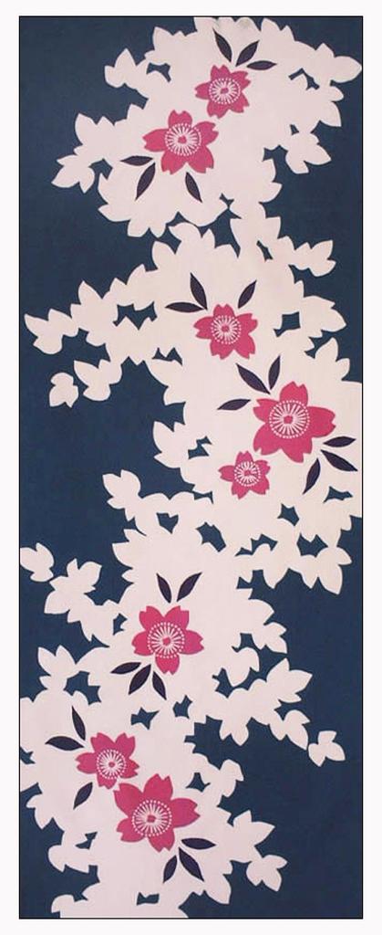 Tenugui Hand Made in Sakura Niwa-zome (Japanese Towel), Chu-dyed, 100% Cotton, Japan,