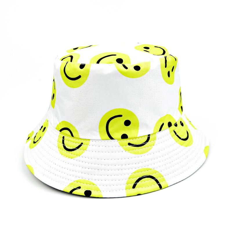 

Весна и лето одинаковая солнцезащитная шляпа мужская модная пара шляпа-ведро шляпа-котелок женская двусторонняя шляпа-рыбака со смайликом M（56-58cm）