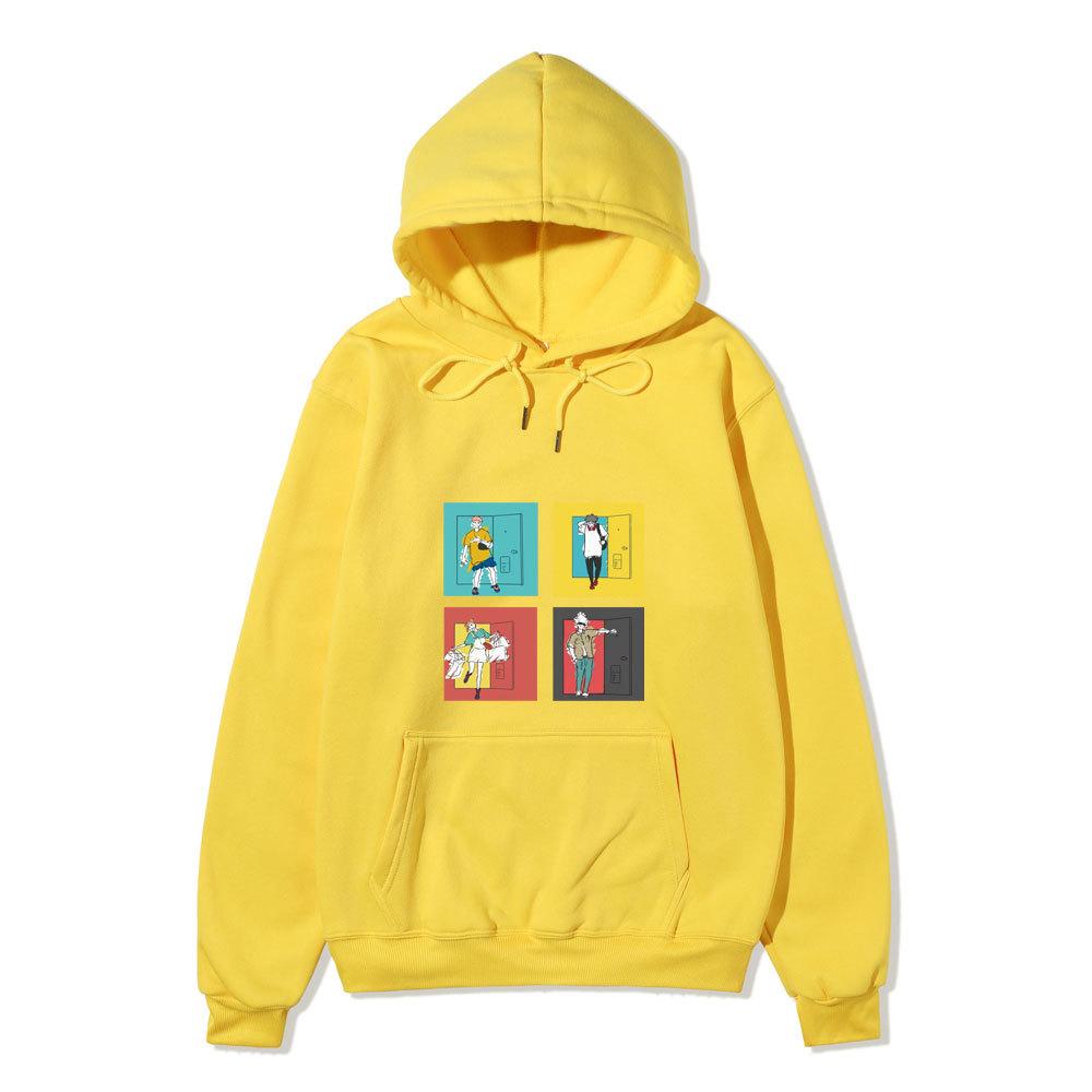 Anime Jujutsu Kaisen Ending Scene Printed Hoodie Loose Warm Fleece Sweatshirt Autumn Winter Minimal Street Pullover