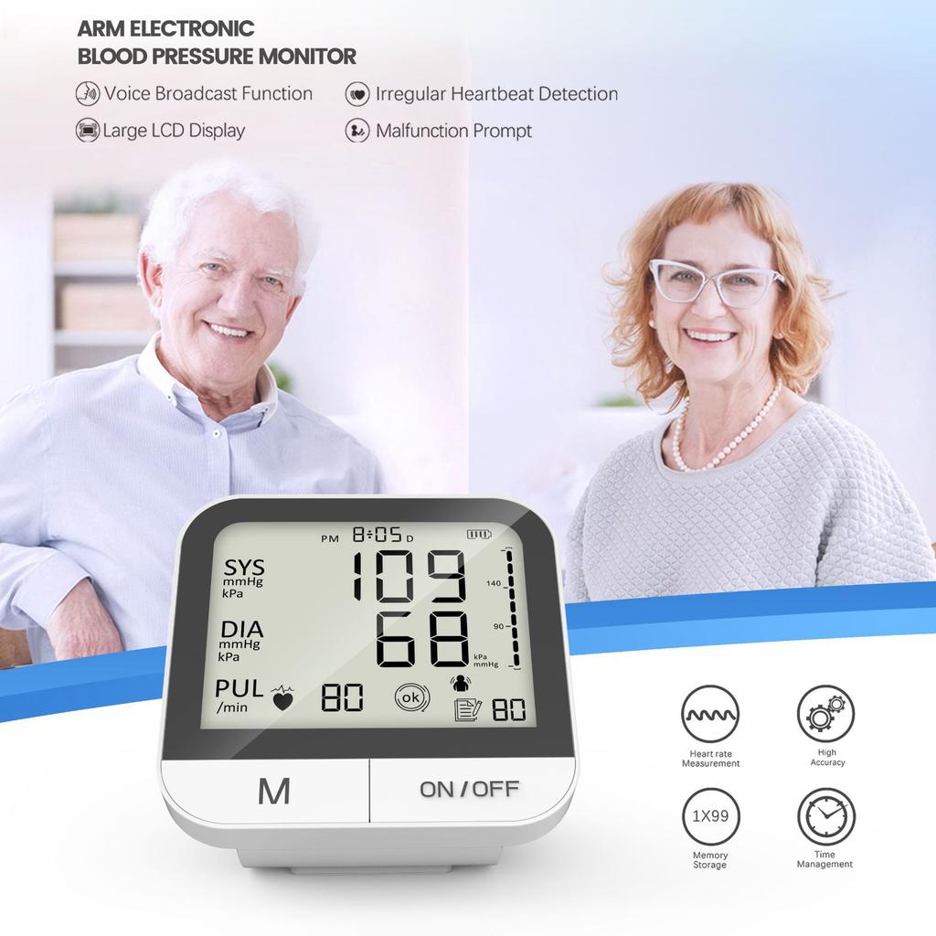 Misuratore di Pressione Elettronico da Braccio Superiore ad Alta Precisione Grado Medico Completamente Automatico con Ampio Schermo per Uso Domestico Anziani