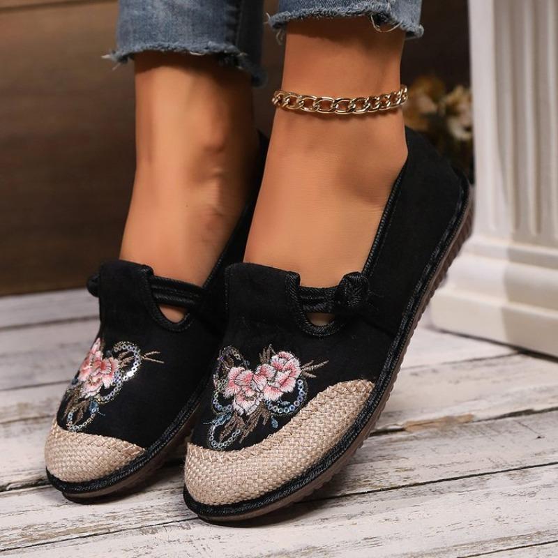 Fashion Colourful Embroider Flowers Soft Sole Shoes Women Patchwork Big Size Casual Shoes Comfort Light Spring New Ladies Walking Shoes