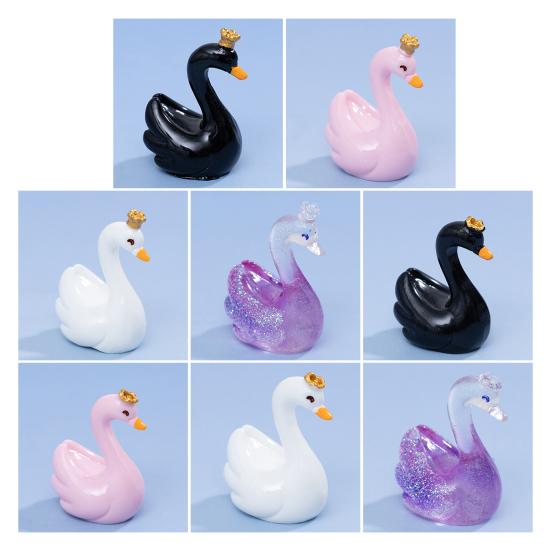 24 Pcs Mini Swan Figurine Miniature Resin Animal Ornaments for Fairy Garden Moss Landscape DIY Terrarium Crafts
