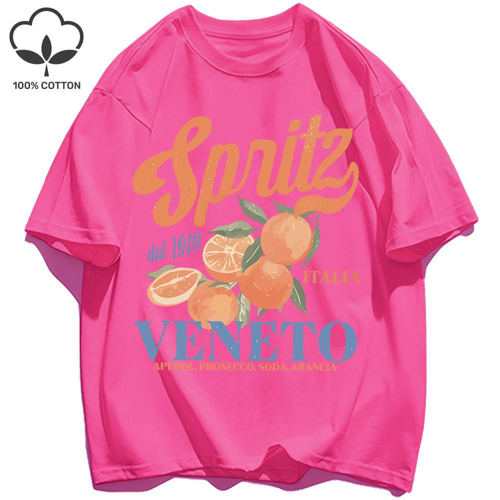 Spritzy Veneto Funny Orange Fruits Design T-Shirt Women Sport Summer Short Sleeve Cotton Hip Hop Tops Casual Loose Sportswear
