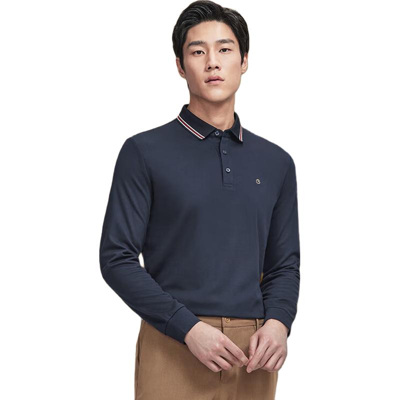 Goldlion Men s Wool Blend Brushed Business Casual Long Sleeve Polo T-Shirt L